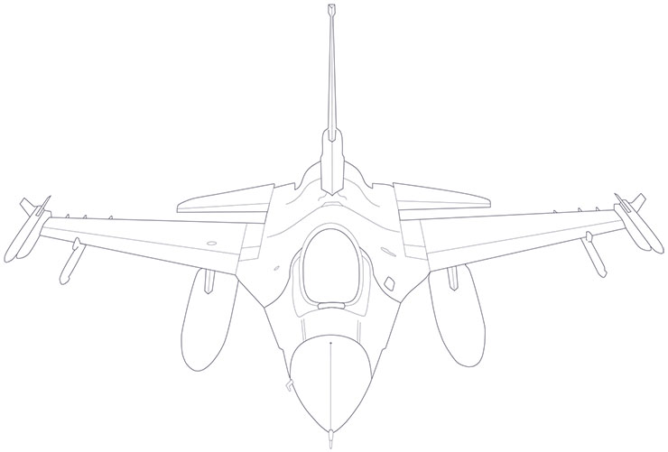Wireframe drawing F16